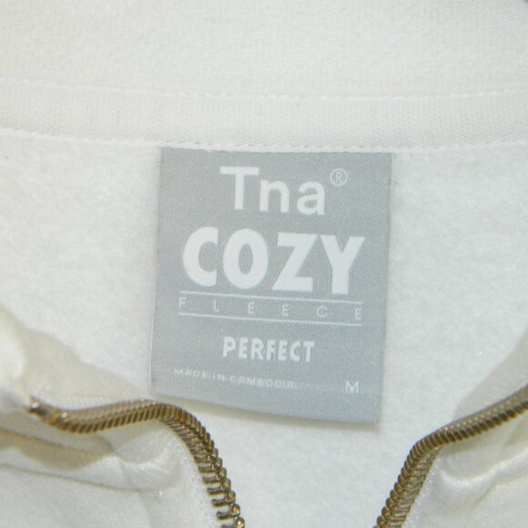 TNA Cozy Fleece Perfect Bright White Cropped Long Sleeve Sweatshirt Size M - Picture 11 of 13